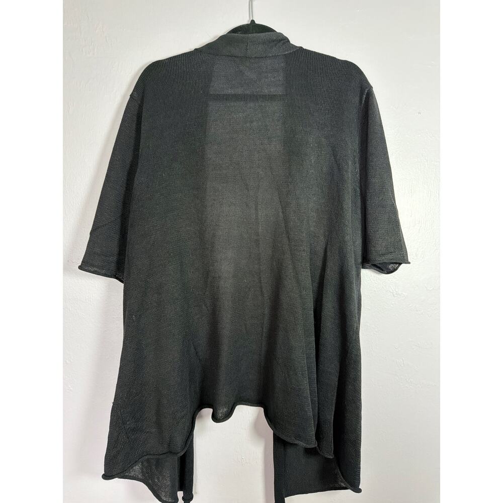 Eileen Fisher Cardigan Womens 1X Plus Black Open High Low 100% Linen Lagenlook - Picture 2 of 5